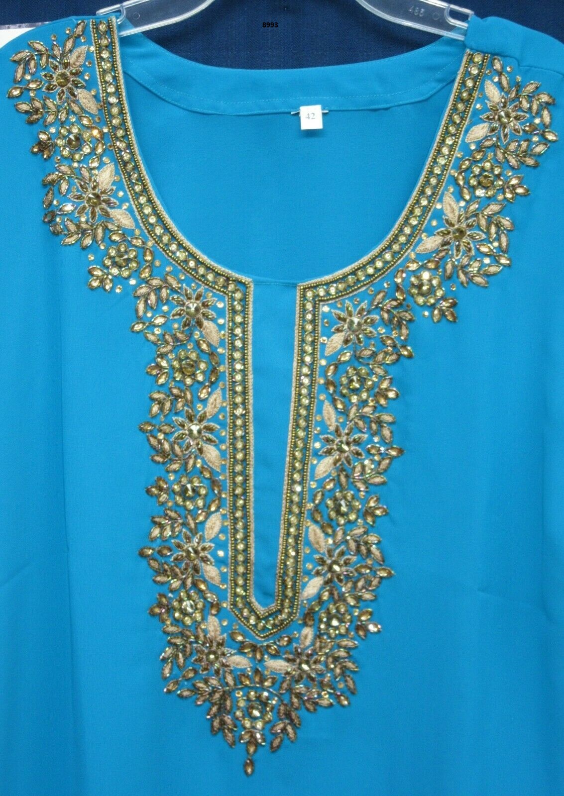 Kurti 8998 Embellished Solid Color Gold Kurta Tunic Large Size 39678 USA